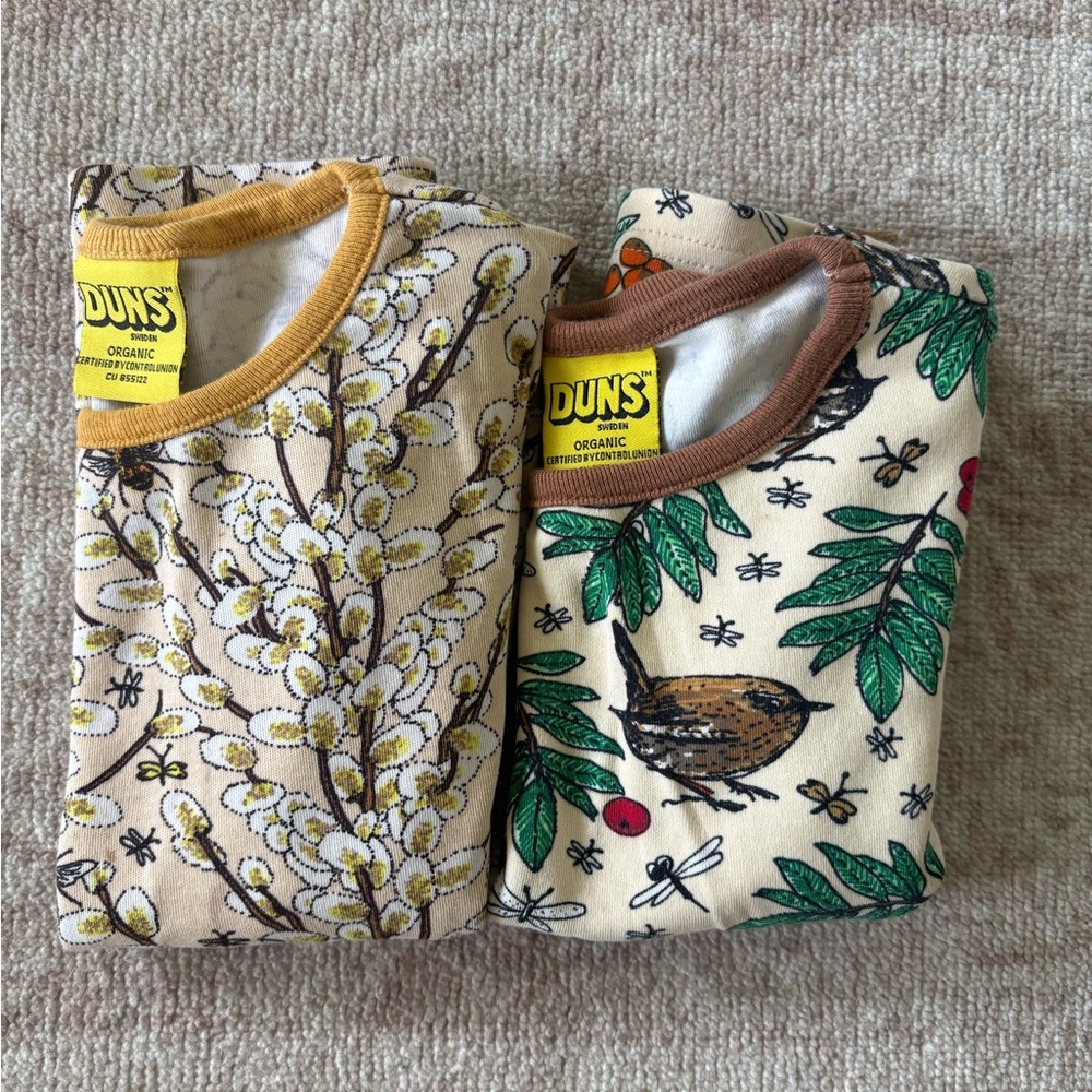 DUNS Sweden Spring Willow & Bird Print Organic Cotton T-Shirts - Picture 2 of 5